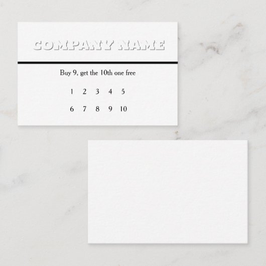 White on White Generic Loyalty Rewards Visitekaartje (Voorkant / Achterkant)