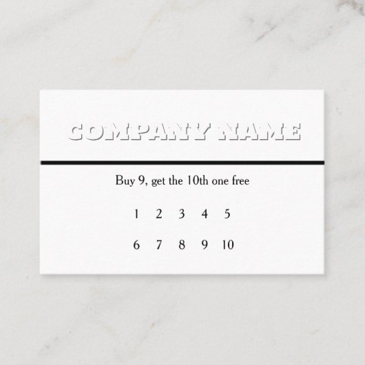 White on White Generic Loyalty Rewards Visitekaartje (Voorkant)