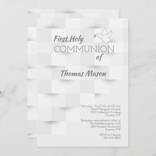 White on White Religious Invitation Kaart (Voorkant / Achterkant)