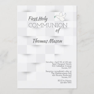 White on White Religious Invitation Kaart