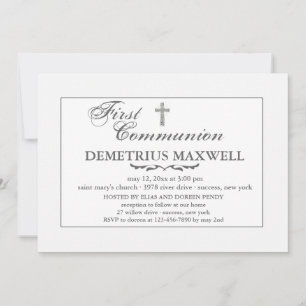White on White Religious Invitation Kaart