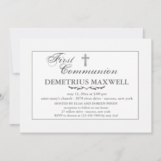 White on White Religious Invitation Kaart (Voorkant)