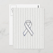 White on White Ribbon Awareness Stripes Briefkaart (Voorkant / Achterkant)