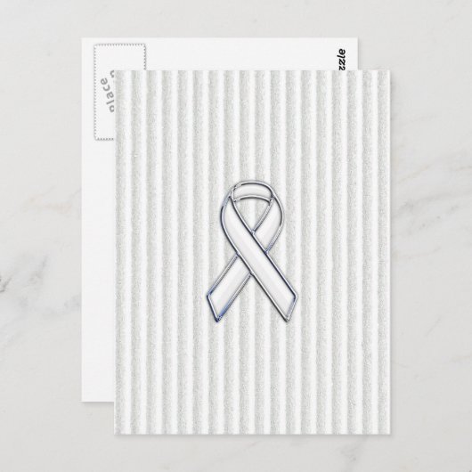 White on White Ribbon Awareness Stripes Briefkaart (Voorkant / Achterkant)