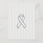 White on White Ribbon Awareness Stripes Briefkaart (Voorkant)