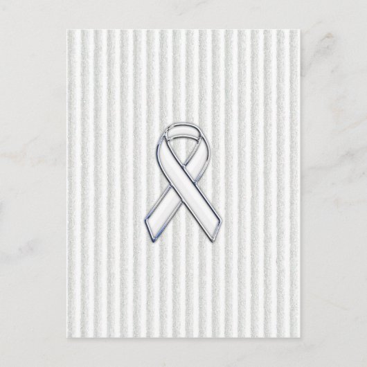 White on White Ribbon Awareness Stripes Briefkaart (Voorkant)