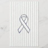 White on White Ribbon Awareness Stripes Briefpapier (Voorkant)