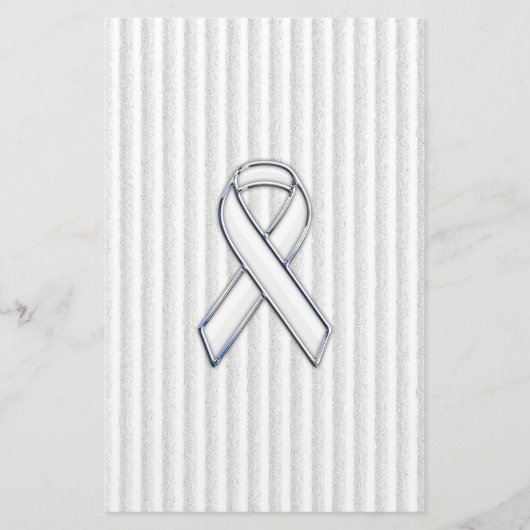 White on White Ribbon Awareness Stripes Briefpapier (Voorkant)