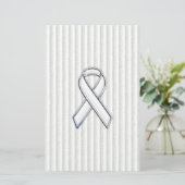 White on White Ribbon Awareness Stripes Briefpapier (Staand voorkant)