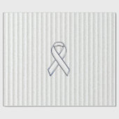 White on White Ribbon Awareness Stripes Cadeaupapier (Vlak)