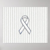White on White Ribbon Awareness Stripes Poster (Voorkant)