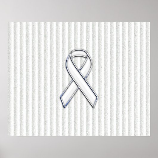 White on White Ribbon Awareness Stripes Poster (Voorkant)
