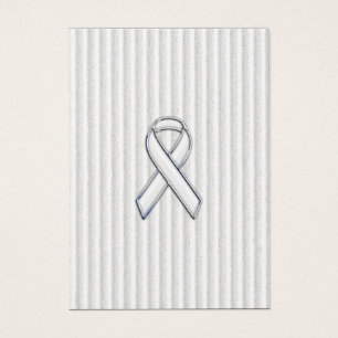 White on White Ribbon Awareness Stripes Visitekaartje