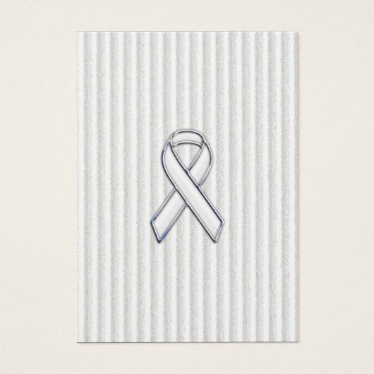 White on White Ribbon Awareness Stripes Visitekaartje (Voorkant)