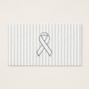 White on White Ribbon Awareness Stripes Visitekaartjes