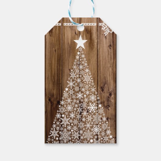White on Wood Kerstmis Cadeaulabel (Voorkant)