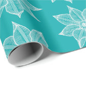 White on Zee Green Sketchy Flowers Cadeaupapier (Rol Hoek)