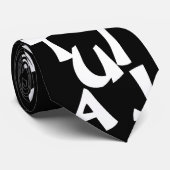 White op Black Alphabet Stropdas (Opgerold)