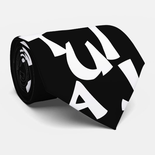 White op Black Alphabet Stropdas (Opgerold)