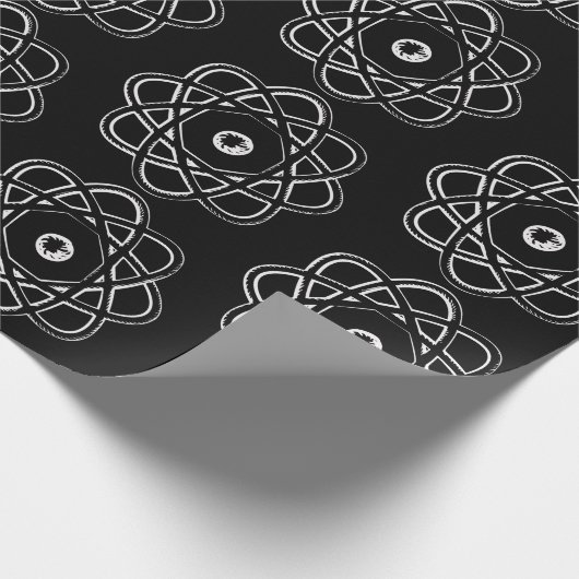 White op Black Atom Symbols Cadeaupapier (Hoek)