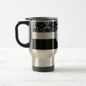 White op Black Damask en Stripes met Monogram Reisbeker (Links)