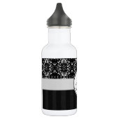 White op Black Damask en Stripes met Monogram Waterfles (Links)