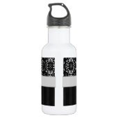 White op Black Damask en Stripes met Monogram Waterfles (Achterkant)