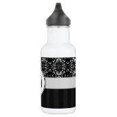 White op Black Damask en Stripes met Monogram Waterfles (Rechts)