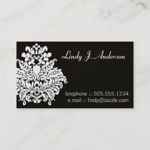 White op Black Damask-kaart Visitekaartje