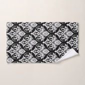 White op Black Damask Pattern Bad Handdoek (Handdoek)