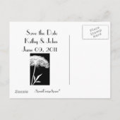 White op Black Floral Save the Date Briefkaart (Achterkant)