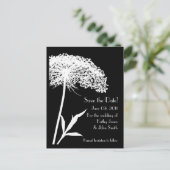White op Black Floral Save the Date Briefkaart (Staand voorkant)