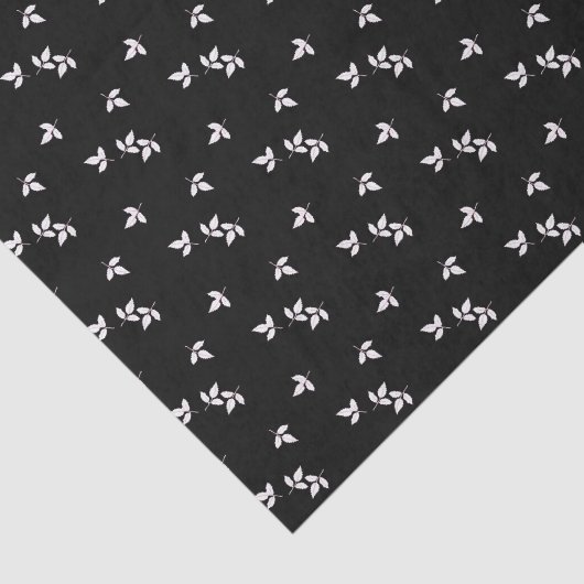 White op Black Leaves Tissue Paper Tissuepapier (Detail)