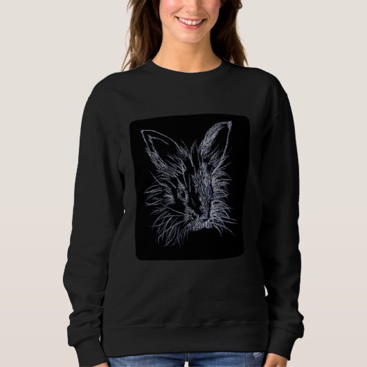 White op Black Lionhead Bunny Portrait Trui (Voorkant)