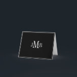 White op Black Monogram gevouwen Hartelijk dank Bedankkaart<br><div class="desc">Klassieke en eenvoudige witte monogrammed initialen op zwarte achtergrond gevouwen dank u kaart (blanco wit binnenin) Geschikt voor zakelijke correspondentie.</div>