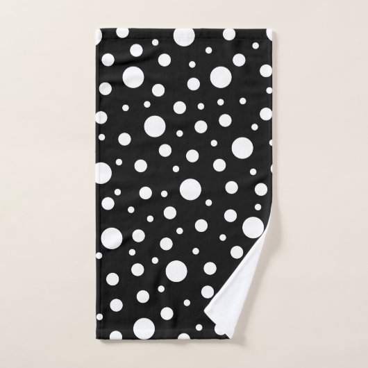 White op Black Polka Dot Pattern Bad Handdoek (Handdoek)