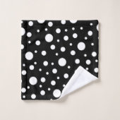 White op Black Polka Dot Pattern Bad Handdoek (Wasdoekje)