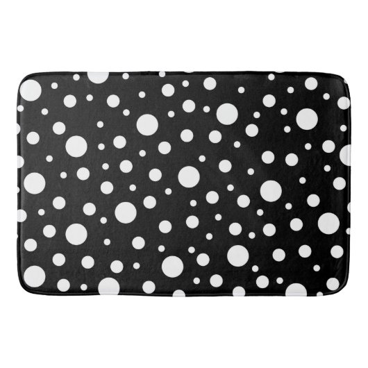 White op Black Polka Dot Pattern Badmat (Voorkant)