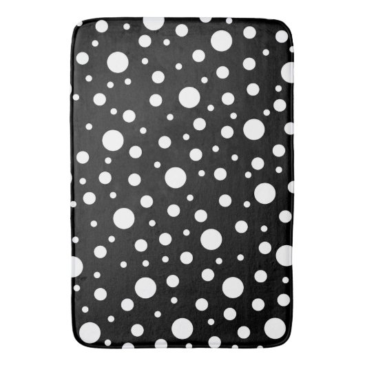 White op Black Polka Dot Pattern Badmat (Voorkant Verticaal)