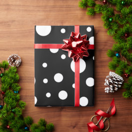 White op Black Polka Dot Pattern Cadeaupapier