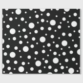 White op Black Polka Dot Pattern Cadeaupapier (Vlak)