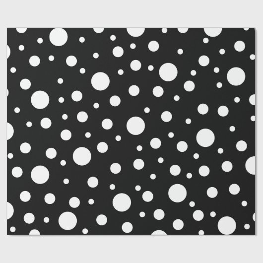 White op Black Polka Dot Pattern Cadeaupapier (Vlak)