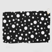 White op Black Polka Dot Pattern Golfhanddoek (Horizontaal)
