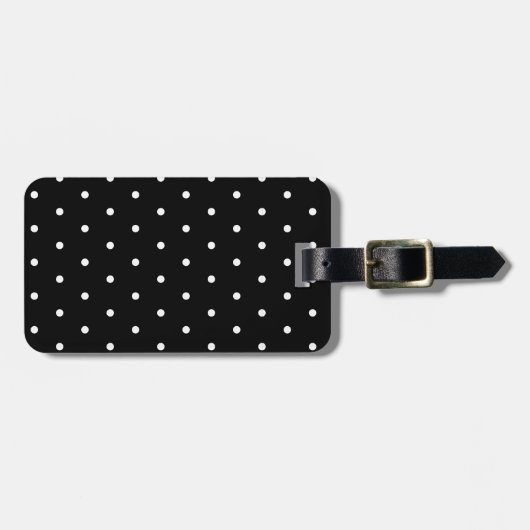 White op Black Polka Dots Bagagelabel (Voorkant horizontaal)