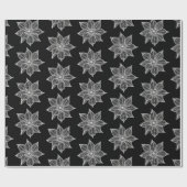 White op Black Sketchy Flowers Cadeaupapier (Vlak)