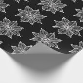 White op Black Sketchy Flowers Cadeaupapier (Hoek)