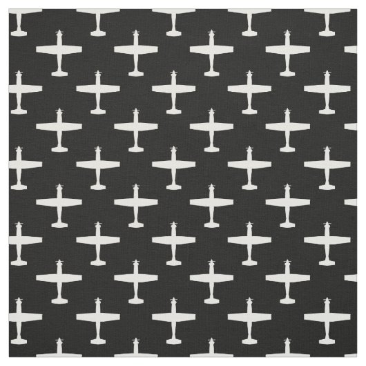 White op Black T-6 Texan 2 Silhouette Pattern Stof (Swatch)