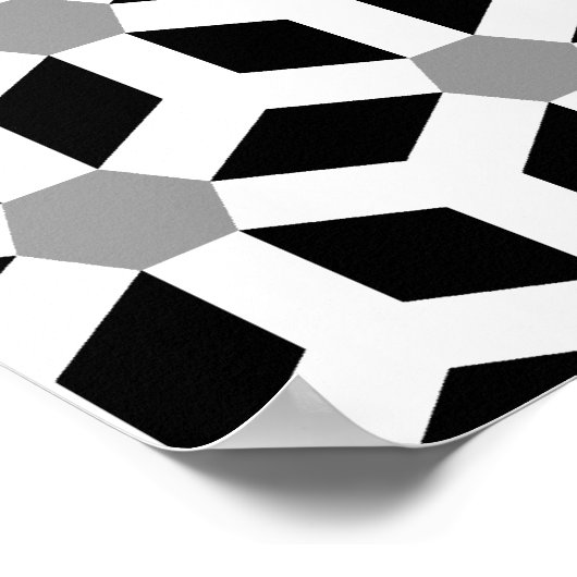White op Black Tiled Hex Poster (Hoek)