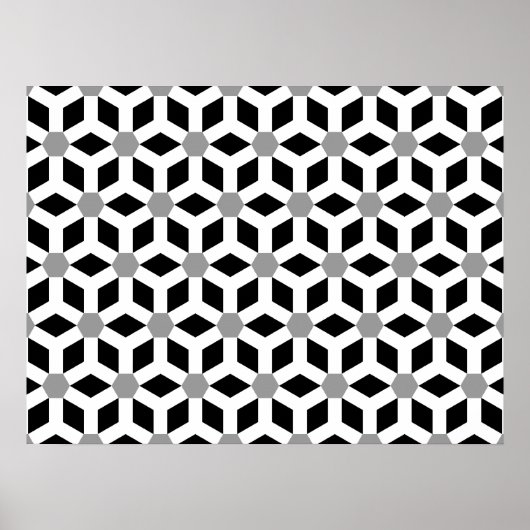 White op Black Tiled Hex Poster (Voorkant)