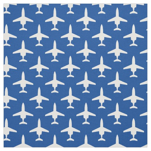 White op Blue T-1 Jayhawk Silhouette Pattern Stof (Swatch)